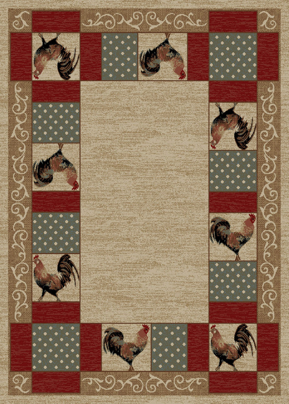 8'x10' American Destination Barnyard Ivory Area Rug. The American Destination collection features a 100% polypropylene pile and is stain resistant. The lodge designs are sure to add rustic charm to your home.