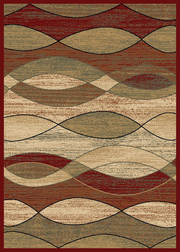 8'x10' City Surf Claret Area Rug. The City collection is made of 100% polypropylene pile at an affordable price. The contempory and transitional designs are great for any décor in your home.