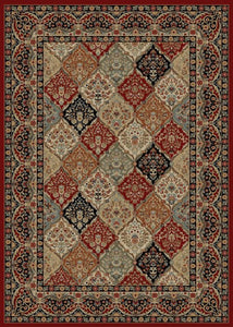 9'x13' Home Town Panel Kerman Claret Area Rug. The Hometown Collection is made of 100% polypropylene. The traditional and transitional designs make them ideal to match any décor.