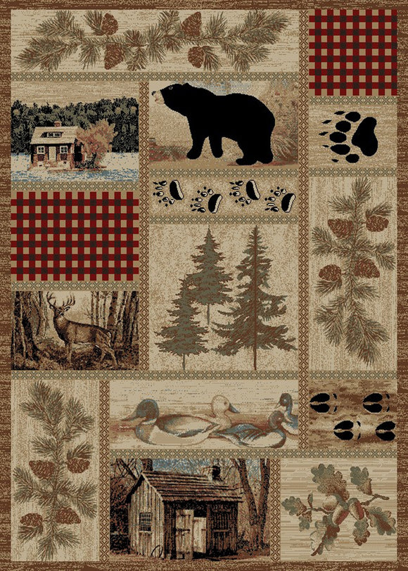 8'x10' American Destination Getaway Trail Multi Area Rug. The American Destination collection features a 100% polypropylene pile and is stain resistant. The lodge designs are sure to add rustic charm to your home.