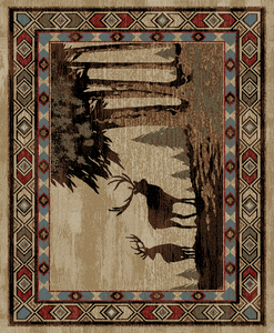 8'x10' American Destination Deer River Area Rug. The American Destination collection features a 100% polypropylene pile and is stain resistant. The lodge designs are sure to add rustic charm to your home.