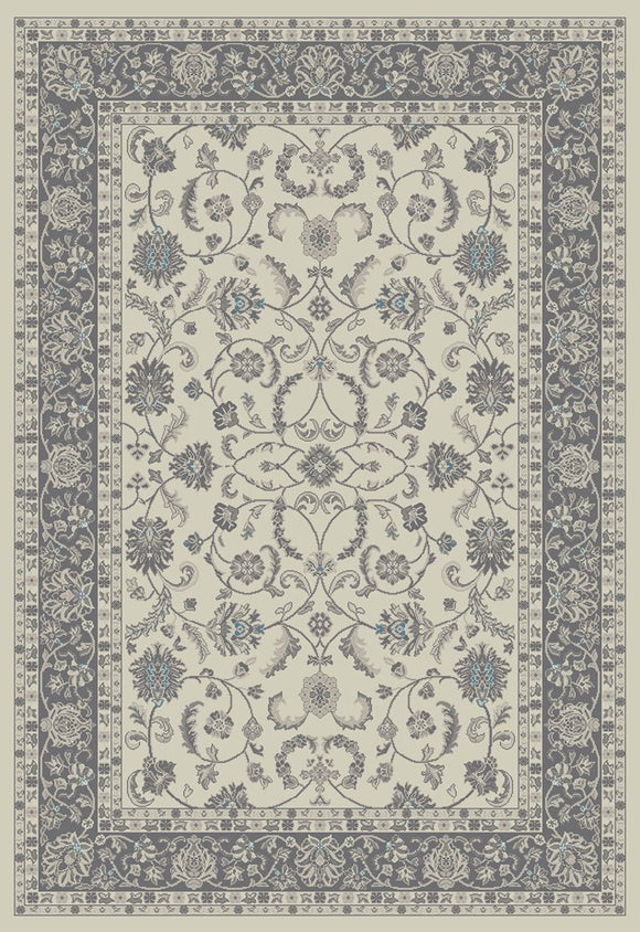 8'x10' Stratford Keshan Ivory Area Rug. The Stratford collection features beautiful modern gray, ivory, and blue tones that are sure to add warmth to any living space.  The yarn is made from 100% polypropylene for strength and durability.