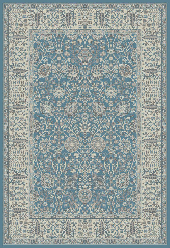 8'x10' Stratford Garden Blue Area Rug. The Stratford collection features beautiful modern gray, ivory, and blue tones that are sure to add warmth to any living space.  The yarn is made from 100% polypropylene for strength and durability.