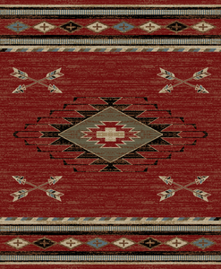 8'x10' American Destination Arrowhead Red Area Rug. The American Destination collection features a 100% polypropylene pile and is stain resistant. The lodge designs are sure to add rustic charm to your home.