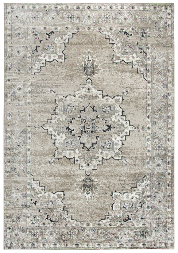 This traditional design has been transformed into an updated versatile look. Using a color blending technique, the artist has created this piece to have a worn or acid washed effect. Power loomed, of soft, durable, easy to care for heat set Polypropylene, makes this rug an affordable fashion statement and perfect for an active family on the go!