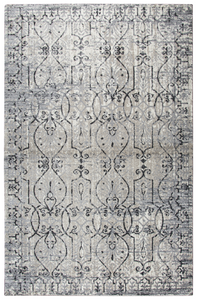 Using antique Persian carpets as an inspiration, the artist has updated  this design through the clever use of scale and faux wear pattrns. By using a wide variety of shades in today’s hottest colors, the Blues, Grays and Cream accents make this rug  on point for today’s hot trends. Power loomed in India using an exclusive new yarn called" ZIRLON"  which has  the rich look and soft feel of wool, with the cleanability and affordability of traditional synthetic fibers.