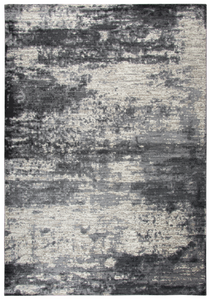 Rich tones of smokey Gray blended with Charcoal and Ivory in an abstaract modern pattern makes this rug  a dramatic  foundation for any room. Power loomed in India using our exclusive new yarn ZIRLON to have the rich look and soft feel of wool with the clean ability and affordability of traditional synthetic fibers