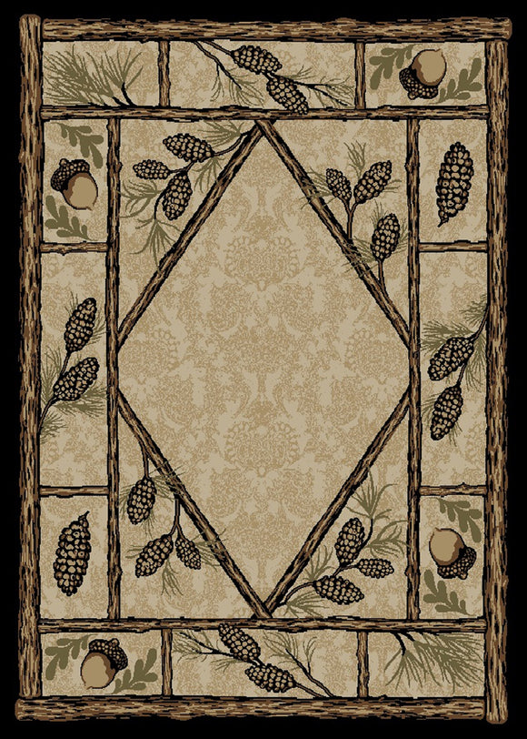 8'x10' American Destination Brasstown Bald Multi Area Rug. The American Destination collection features a 100% polypropylene pile and is stain resistant. The lodge designs are sure to add rustic charm to your home.